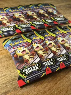 Pokemon TCG Perfect Order Sleeved Booster Packs LOT OF 10 in hand - Image 3