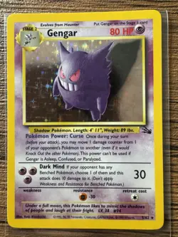 Pokemon TCG Gengar Fossil Holo Rare 5/62 GMU - Image 1