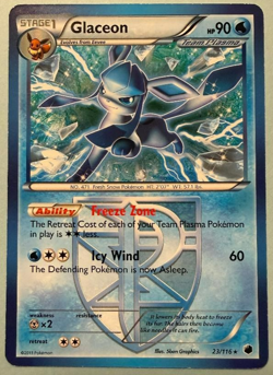 Glaceon #23 Pokemon Plasma Freeze - Moderately Played - Image 1