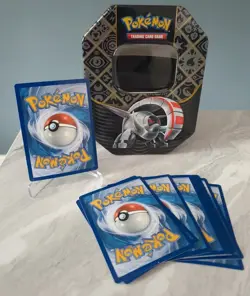 Pokemon TCG Paldean Fates Iron Tusk Large Tin and 50 Mixed Card Bundle Gift Set - Image 1