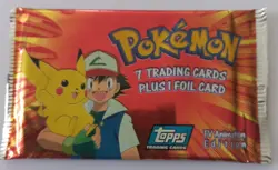 Pokemon Topps Blue Label 7 Trading Cards Plus 1 Foil Card Sealed Pack Box Fresh - Image 1