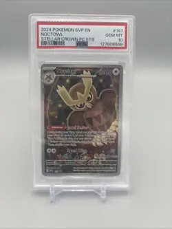 2024 POKEMON STELLAR CROWN POKEMON CENTER ETB PROMO SVP #141 NOCTOWL PSA 10 - Image 1