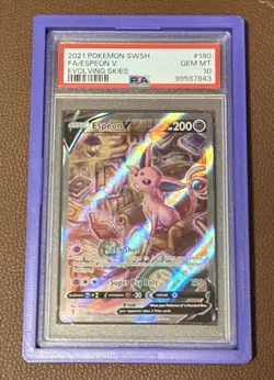 2021 Pokemon Evolving Skies ESPEON V Alt Art 180/203 PSA 10 GEM MINT - Image 1