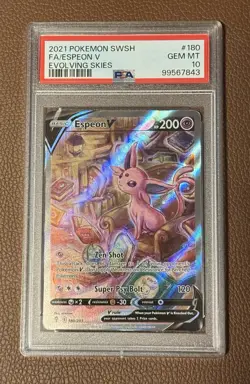 2021 Pokemon Evolving Skies ESPEON V Alt Art 180/203 PSA 10 GEM MINT - Image 2