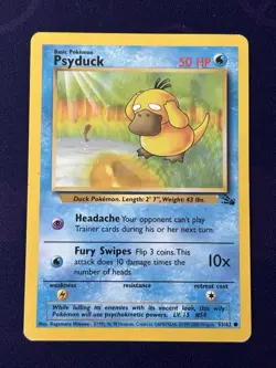 Pokemon Psyduck Fossil 53/62 1999-2000 3rd Print AUS Red Logo - Image 1