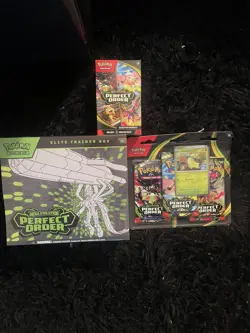 Pokemon Perfect Order ETB, 6 Pack Booster Bundle,Chikorita 3 Pack - Image 1