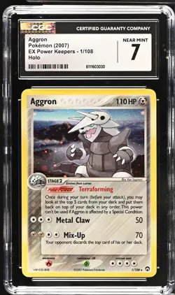 Aggron 1/108 Holo EX Power Keepers Pokemon CGC 7 Near Mint - Image 1