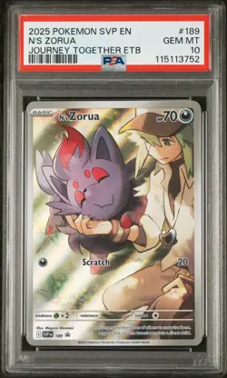 2025 POKEMON SVP EN-SV BLACK STAR PROMO #189 N'S ZORUA PSA 10 - Image 1