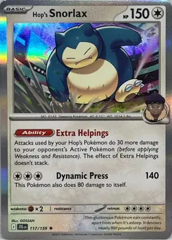 2025 Pokemon TCG Journey Together Hop's Snorlax Holo Rare 117/159 - Image 1