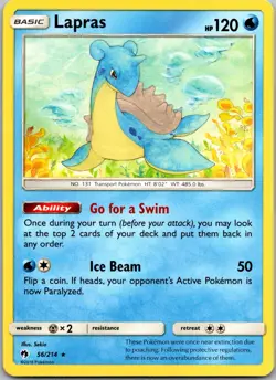 Pokemon TCG - Lapras SM - Lost Thunder #56/214 - Near Mint or Better - Image 1