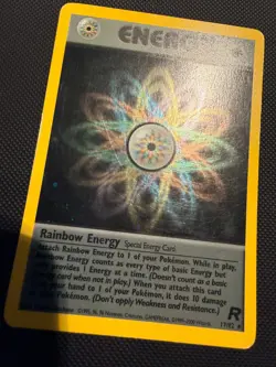 2000 Pokemon Team Rocket 1st Edition Rainbow Energy 17/82 Holo Rare MP - Image 2