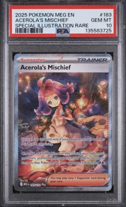 Pokemon Acerola's Mischief 183/132 Mega Evolution Holo Special Illustration PSA… - Image 1