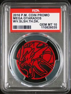 2016 POKEMON COIN PROMO RED MEGA GYARADOS Wave Slasher Theme Deck PSA 10 - Image 1
