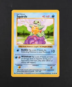 LP Squirtle Shadowless Base Set BSS 63/102 Pokemon Card - Image 1