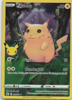 Pokemon TCG Celebrations Pikachu Holo Card 005/025 25th Anniversary - Image 1