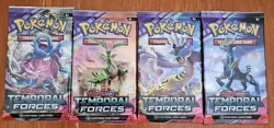 4 POKEMON TCG Scarlet & Violet Temporal Forces Single Booster Pack Artwork Set - Image 1