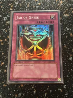Yugioh Jar Of Greed LON 1st Edition Super Rare LP - Image 1