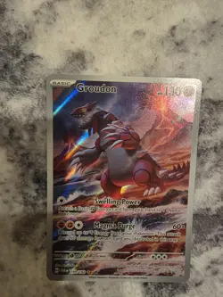 Pokemon TCG Groudon Paradox Rift Holo Card 199/182 Illustration Rare Mint - Image 1