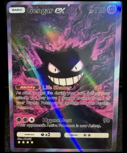 Pokemon Gengar ex Basic 110 HP Holo Ghost Pokemon EX Pokemon FAN ART NON TCG - Image 1