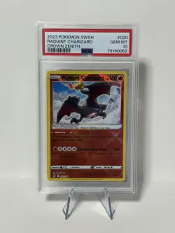 2023 POKEMON SWORD & SHIELD CROWN ZENITH #020 RADIANT CHARIZARD PSA 10 - Image 1
