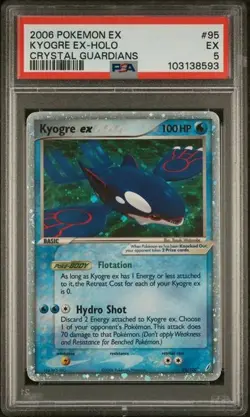 PSA 5 Kyogre EX 95/100 Crystal Guardians Pokemon Card Holo EXCELLENT - Image 1