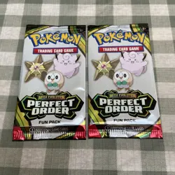 2X Pokemon TCG Perfect Order Fun Packs Sealed 3 Card Sampling Booster Kids - Image 1