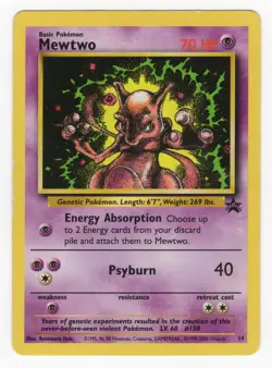 Pokemon Card TCG Mewtwo 14 Black Star Promo WoTC Rare MP - Image 1