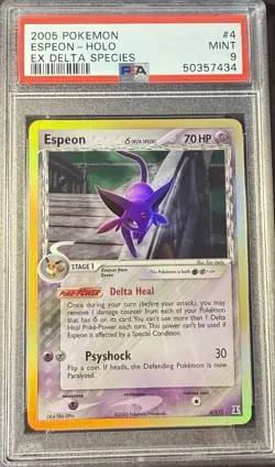 2005 Pokemon EX Delta Species 4 Espeon Holo PSA 9 Mint - Image 1