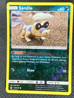Sandile Reverse Holo 113/214 Pokemon TCG Sun & Moon Unbroken Bonds - Image 1