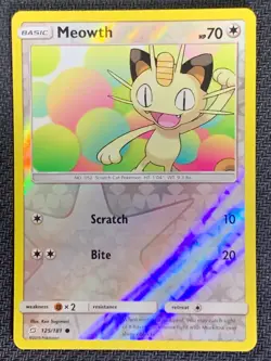 Meowth 125/181 S&M Team Up Reverse Holo Pokemon TCG - Image 1