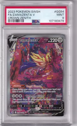 2023 POKEMON SWORD & SHIELD CROWN ZENITH #GG54 FULL ART/ZAMAZENTA V PSA 9 - Image 1