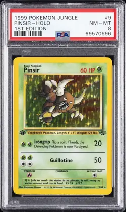 1999 POKEMON JUNGLE 1ST ED #9 PINSIR-HOLO PSA 8 - Image 1