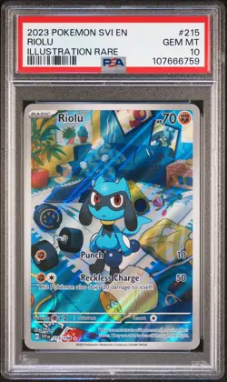 2023 POKEMON SVI EN-SCARLET & VIOLET ILLUSTRATION RARE #215 RIOLU PSA 10 - Image 1