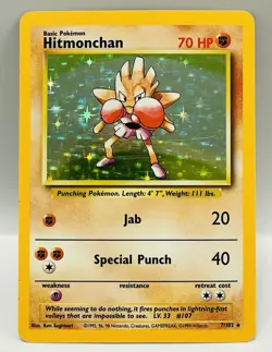 Hitmonchan 1999 Pokemon Base Set Holo Rare 7/102 TCG NM - Image 2