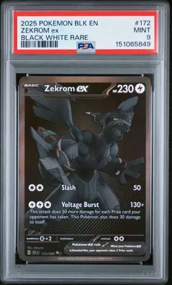2025 POKEMON BLACK BOLT #172 ZEKROM EX PSA 9 - Image 1