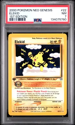 2000 Pokemon Neo Genesis 1st Edition #22 Elekid 1st Edition PSA 7 NM - Image 1