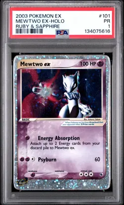 2003 Pokemon Ex Ruby & Sapphire #101 Mewtwo Ex Holo PSA 1 POOR - Image 1