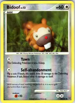 BIDOOF 54/100 YUKA MORII STORMFRONT POKEMON REVERSE HOLO DMG - Image 1