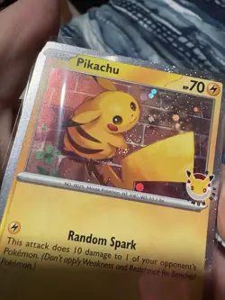 Pokemon TCG Pikachu 30th Anniversary HOLDING SWIRL Holo Card NM Near Mint - Image 2