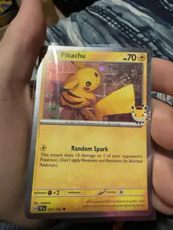 Pokemon TCG Pikachu 30th Anniversary HOLDING SWIRL Holo Card NM Near Mint - Image 3