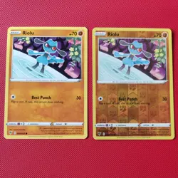 090/185 Riolu Reverse Holo Set Pair Vivid Voltage Pokemon TCG cards Bundle swsh - Image 1