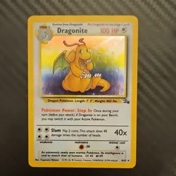 Pokemon Dragonite Holo Rare Fossil 4/62 100 HP 1999 Wizards Card - Image 1