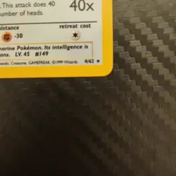 Pokemon Dragonite Holo Rare Fossil 4/62 100 HP 1999 Wizards Card - Image 5