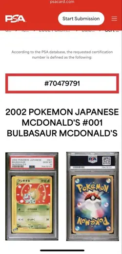 Bulbasaur PSA10 McDonalds Promo Holo Rare Pokemon Card Japan - Image 3
