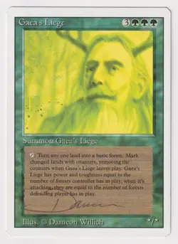 Signed Gaea's Liege LP Revised Edition Artist Dameon Willich 1994 MTG Magic Rare - Image 1