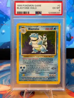 New Cert! PSA 6 Blastoise 002/102 Base Set Holo Pokemon Card - Image 1
