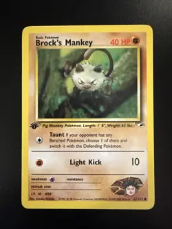 Brock's Mankey 67/132 Gym Heroes 1st Edition Common Pokemon - Image 1