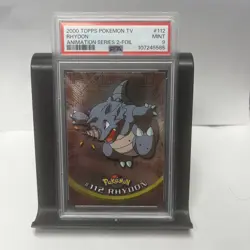 2000 Topps Pokemon TV Animation Series 2 #112 Rhydon Foil Blue Logo PSA 9 MINT! - Image 1