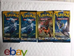 Pokemon TCG Sun & Moon Base Set 3 Card Booster Pack - 4 Packs 2017 - Image 1