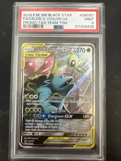 Venusaur & Celebi GX Promo SM167 Alternate Art PSA 9 Pokemon TCG Mint Tag Team - Image 1